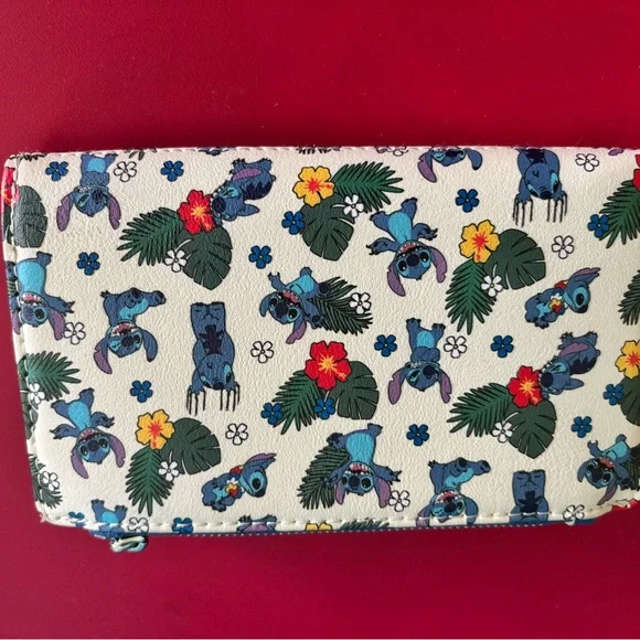 Disney Parks Stitch Floral Wallet - White and Blue - Picture 2 of 4
